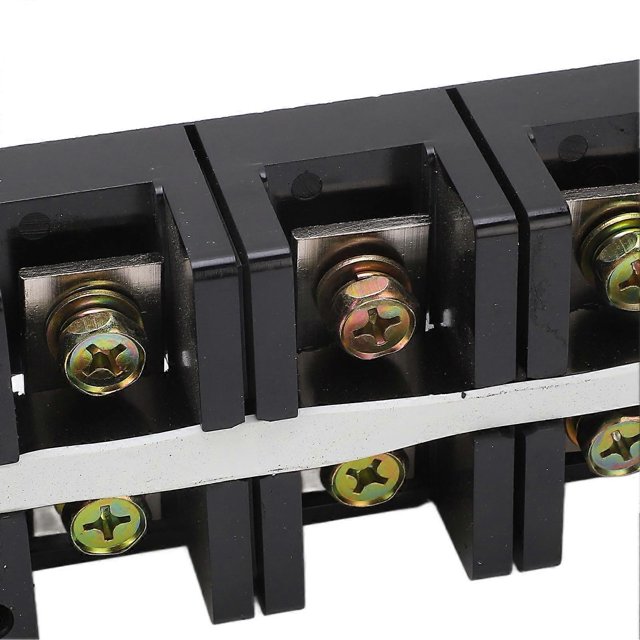 Cable Terminal Strip Dual Rows Fixed High Current Screw Mount Wire Barrier Block with Cover 200A 600V 5 Position (2005)