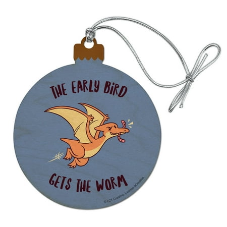 The Early Bird Gets the Worm Funny Humor Wood Christmas Tree Holiday