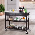 thumbnail image 4 of Costway Rolling Kitchen Island Trolley Cart Stainless Steel Countertop w/ Drawer & Shelf, 4 of 10