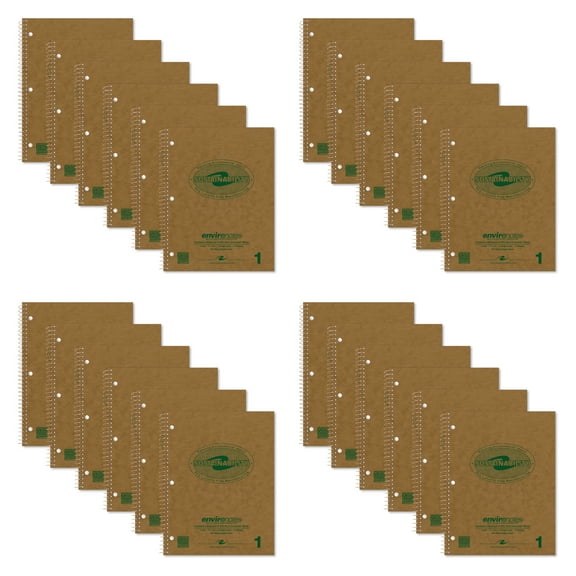 Roaring Spring Recycled Spiral One Subject Notebooks, 11"x8.5", 70 Sheets, College Ruled, Proudly Made in USA, 3 Hole Punched, 24 Notebooks
