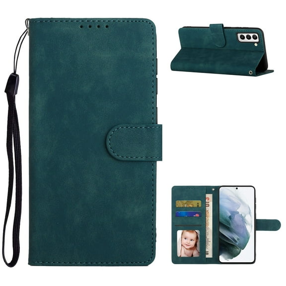 Allytech for Samsung Galaxy S21 FE 6.4 inch Case, Wallet Flip Protective Case with Card Slots Holder Stand Wrist Strap Magnetic Closure PU Leather Case for Samsung Galaxy S21 FE 2021, Blue