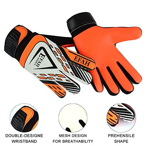 EFAH Soccer Goalie Goalkeeper Gloves for Kids Boys Children Football Gloves Protection Super Grip Palms 