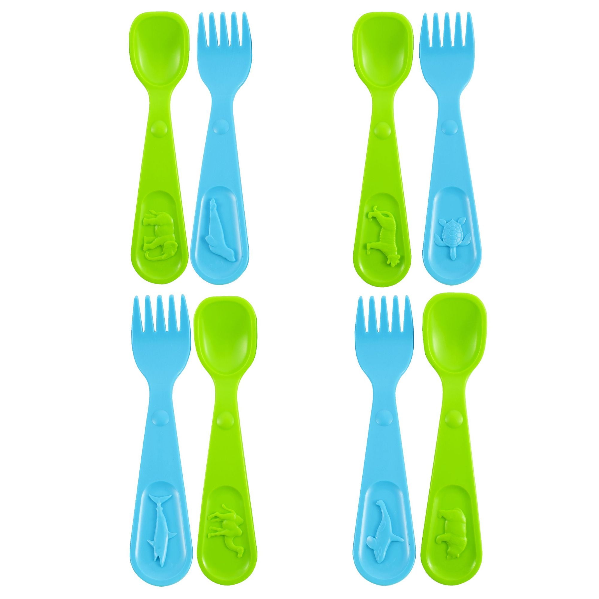 8 Piece Kids Forks and Spoons Set, Toddler Utensils for Self Feeding