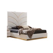 Laura Gold Detailed Queen Size Upholstery Bed made with Wood in White