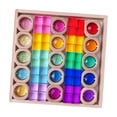 thumbnail image 3 of Rainbow Building Blocks Set de Cubos Apilables de Acrílico Juego de Bloques Educativos para Aprendizaje Temprano Juguetes Creativos con Almacenamiento en Caja de Madera Adecuado para Niños en, 3 of 9