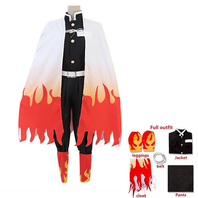 Anime Demon Slayer Kimetsu No Yaiba Rengoku Kyoujurou Cosplay Costume Women Kimono Uniform Halloween Christmas Party Clothes zhangyuxiang LED