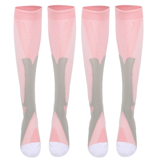 2 pares / juego de calcetines de compresión deportiva al aire libre calcetines de correr elásticos apoyados en las piernas por debajo de la rodilla