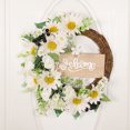 thumbnail image 1 of Corona artificial de girasol para la puerta principal – Corona de flores amarillas de primavera y verano con detalles de madera para porche, pared y decoración del hogar, 1 of 8