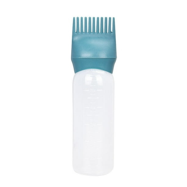 Aplicador de aceite capilar portátil con peine y botella aplicadora graduada. Cepillo aplicador para teñir el cabello. Aceite de salón para teñir el cabello. Botella de champú.
