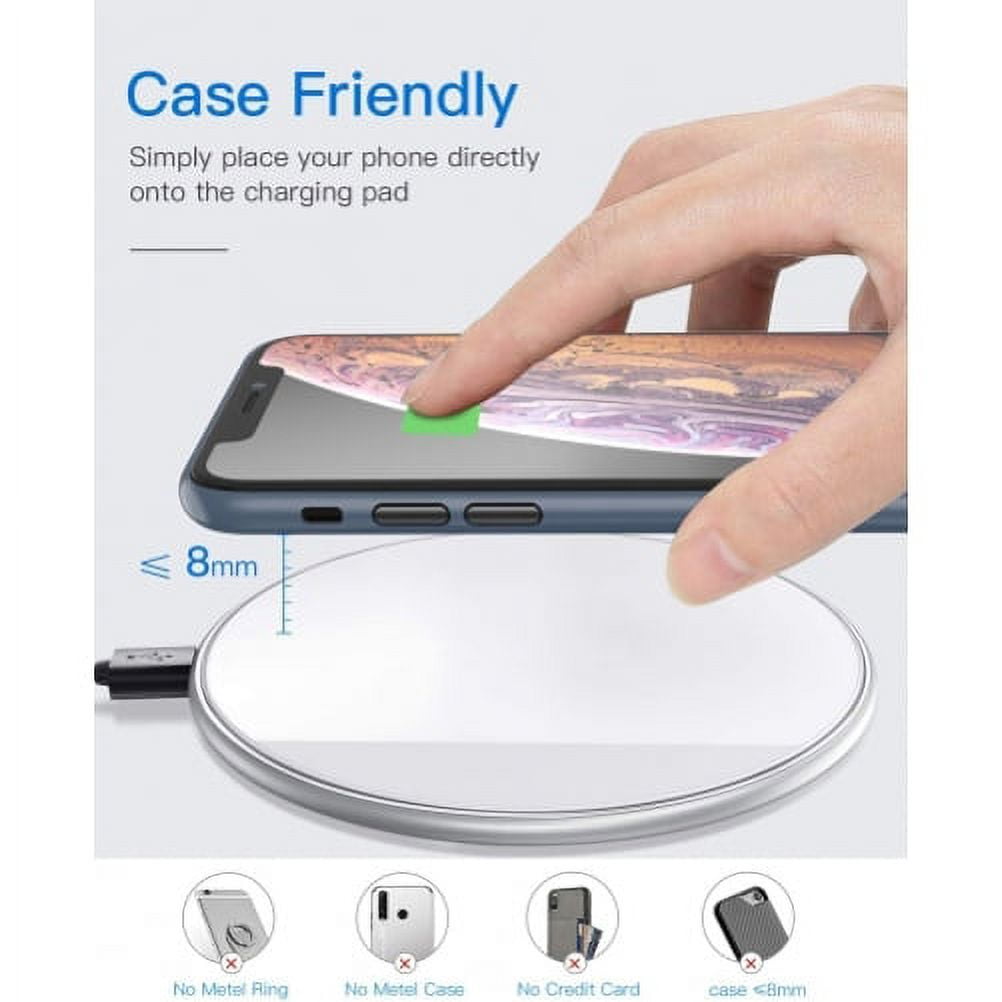 15W Wireless Charger for iPhone 15/Pro/Max/Plus - Fast Charging Pad Slim Quick Charge White for iPhone 15/Pro/Max/Plus