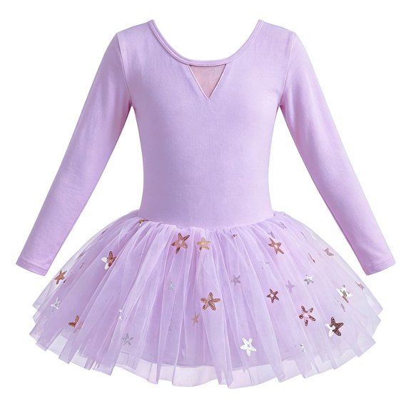 Girls Ballet Leotards 4-Layers Tiered Long Sleeve Dance Tutu Shiny Tutu, Skirted Leotard, Dance Dress, Ballerina Outfits, Party , Stage Perform, Princess