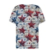 thumbnail image 4 of New trending & for spring GaThRRgYP Women's Everyday Short Sleeve Blouse - Summer Casual Top,Ladies' Independence Day Printed Button Up Three Quarter Sleeve 3/4 Sleeve V-neck Top/shirt Red S, 4 of 5