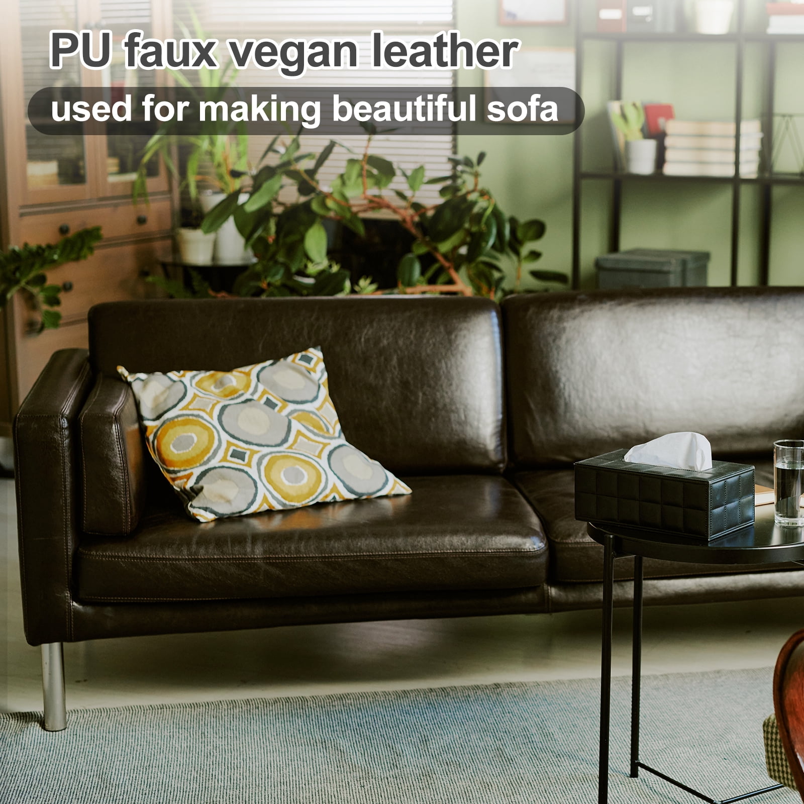 Uxcell Faux Leather Fabric, 1 Yard Waxed PU Leather Upholstery Fabric for DIY Crafts, Black