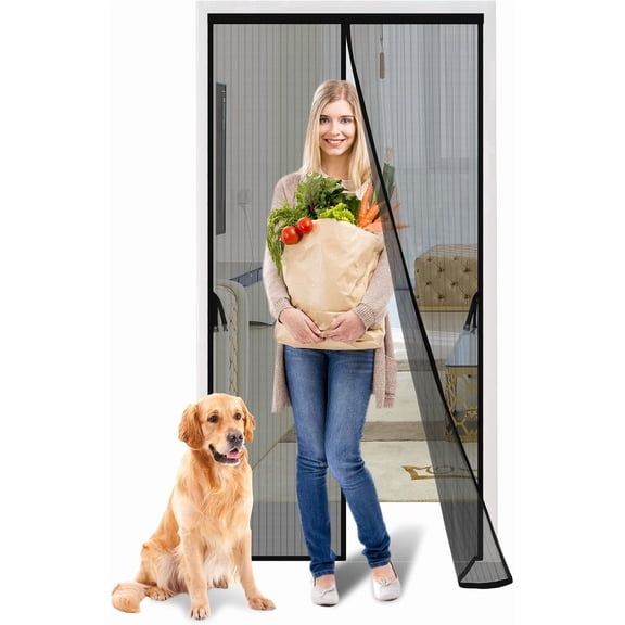 Himonut Magnetic Screen Door, 38" x 82", Heavy-Duty Washable Mesh Door Curtain with Magnetic Closure for Patio and Sliding Doors