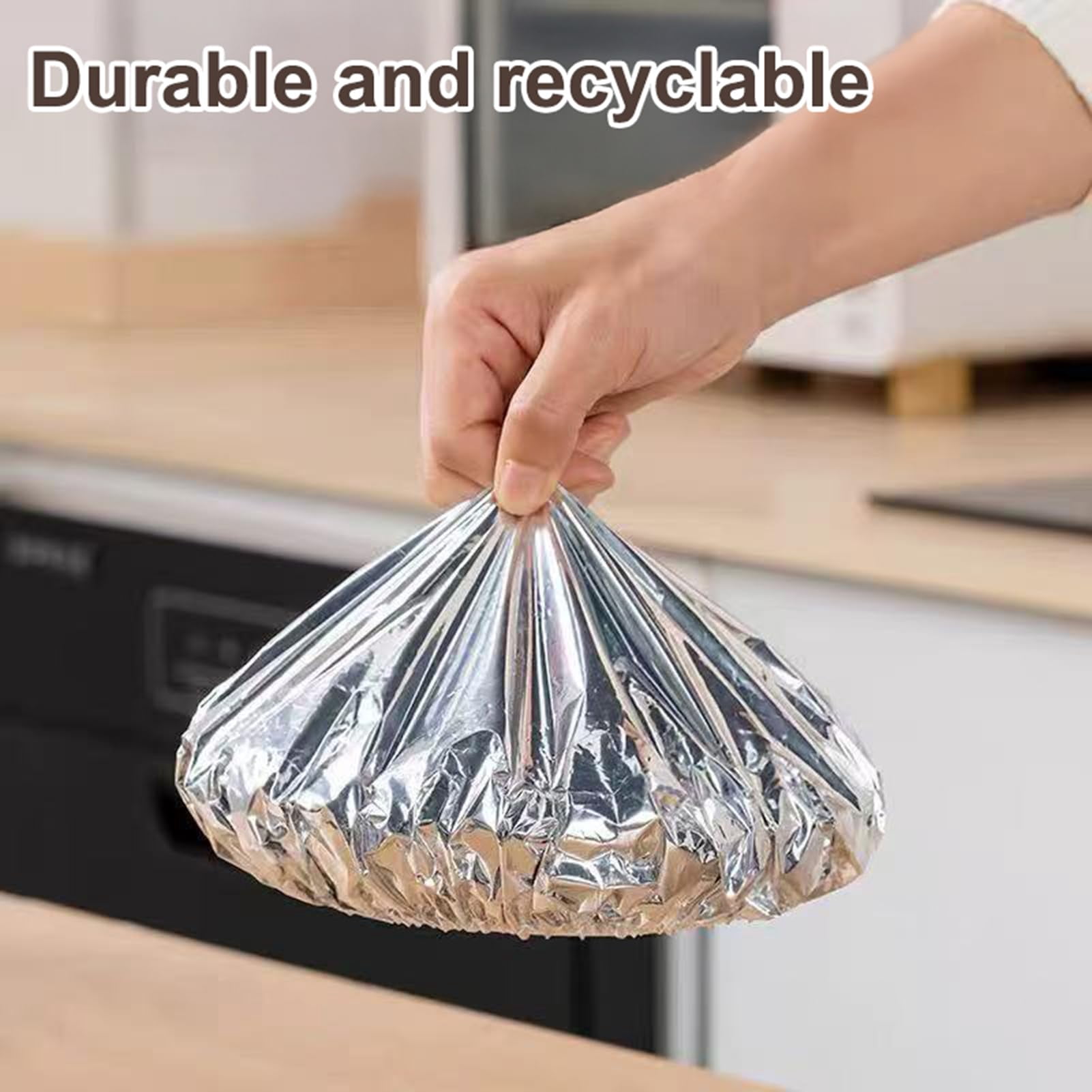 Aluminum Foil Heat Retaining Covers Elastic Edge Reusable Food Wrap Lids for Bowls Plates and Leftover Storage