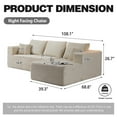 thumbnail image 3 of LIAROO 108" Modular Sectional Sofa, Cloud Boneless Couch with Deep Seats and Chaise, Modern Upholstered L-Shape Couch for Living Room or Bedroom, No Assembly Required, 3 of 12