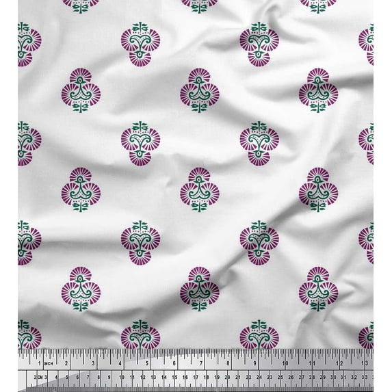 Soimoi Velvet Fabric Floral Block Print Fabric by The Yard 58 Inch Wide