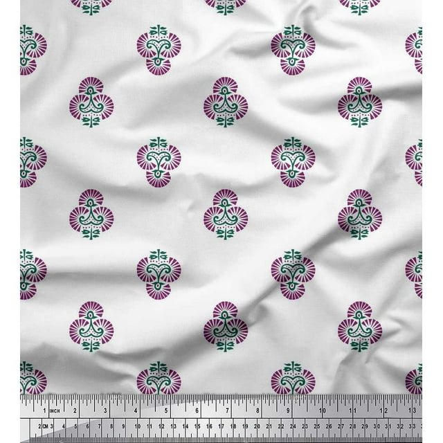 Soimoi Poly Georgette Fabric Floral Block Print Fabric by Yard 42 Inch Wide