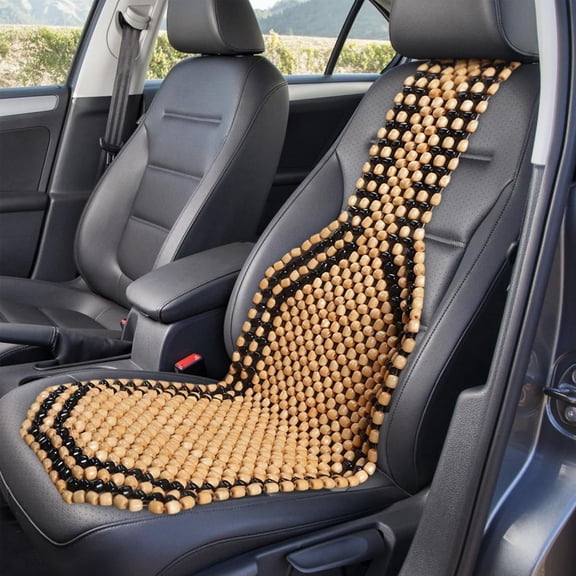 Yolispa Car Natural Wooden Beaded Seat Cover Massage Cushion, Double Strung Two Tone Wooden Beaded Ultra Comfort Massaging Car Seat Cushion