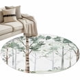 thumbnail image 2 of Round Area Rug 4ft, Watercolor Forest Tree Non-Slip Non-Shedding Floor Mat, Vintage Country Plants Washable Sturdy Carpet for Living Room Bedroom Home Decor, 2 of 9