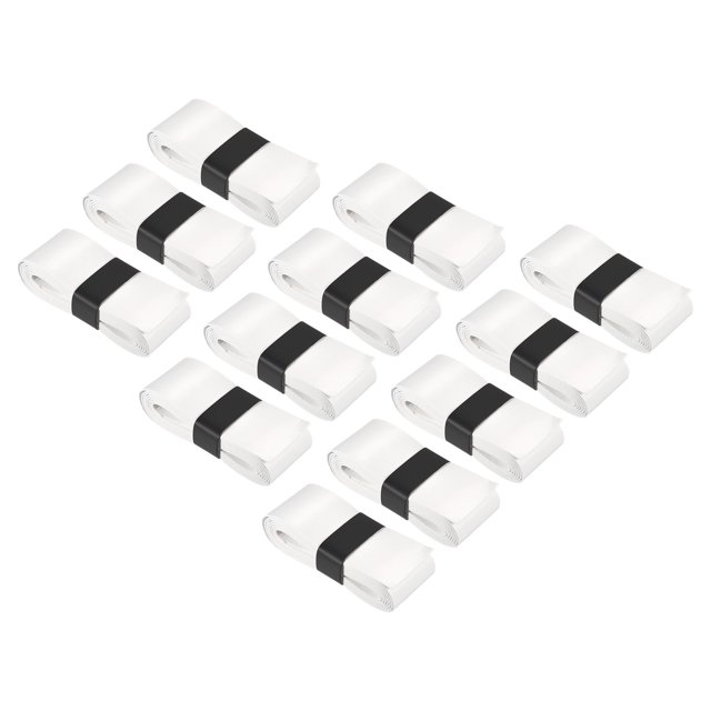 Unique Bargains 43.3' Non-Slip PU Tennis Racket Overgrip Tape Wraps with Hole White 12 Pack