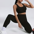 thumbnail image 2 of Hpapadks Work Out Sets Gym for Women 2 Piece Seamless Solid Sleeveless Stretch Crop Tops High Waist Leggings Workout Yoga Set Yoga Sets for Women Black L, 2 of 6