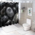 thumbnail image 7 of Chilfamy Pretty Shower Curtain with Hooks, Black Background Rocks Water Droplets Bathroom Decor, Chic Modern Style, 100% Polyester Fiber, Various Sizes 36x72, 7 of 7