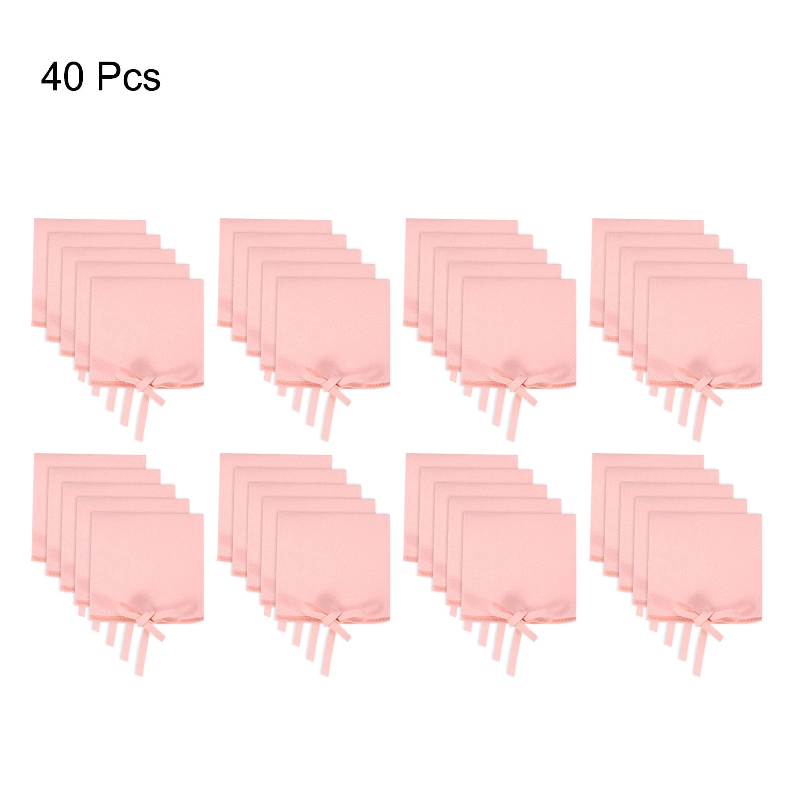 Unique Bargains Microfiber Mini Jewelry Pouch Packaging Bag with Tie for Gift 40 Pcs Pink