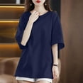 thumbnail image 4 of Short Sleeve Tops Women Basics Womens TopsWomens Oversized Summer T Shirts Trendy Baggy Workout Plus Size Tops Short Sleeve Beach Vacation Gym Clothes Top 2025, 4 of 5