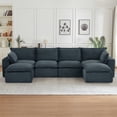 thumbnail image 5 of MAYEERTY Corduroy Oversized Sectional Sofa, Cloud Convertible U-Shape Couch with Ottoman for Apartment, Dark Gray, 5 of 6