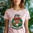 thumbnail image 5 of Joy Around Us Graphic Tee | Holiday Wreath Shirt | Unisex Casual T-Shirt, Dark Heather, Size 3XL, 5 of 6