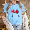thumbnail image 2 of Diufon Hauts de la Saint-Valentin pour Femmes Décontracté Manches Courtes Col Rond Pull Chemise Imprimé Graphique Mignon Tendance, 2 of 5