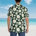 thumbnail image 6 of Easygdp White Daisies and Bee Men's Hawaiian Shirts Print Lapel Short Sleeve for Beach, vacation, party, casual occasions - 3X-Large, 6 of 9