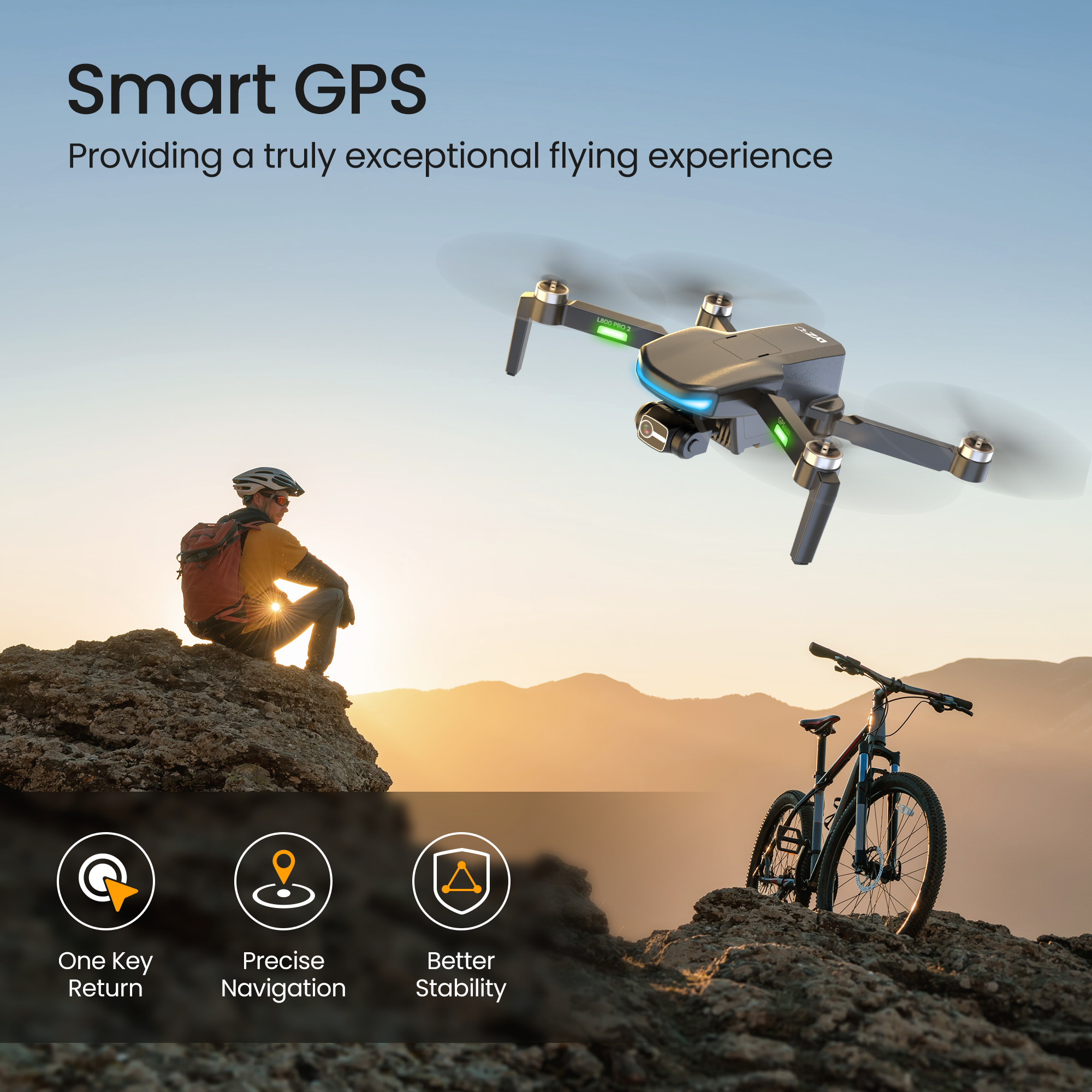 L800 Pro2 GPS Drone with 4K HD Camera, 3-Axis Gimbal, and Smart Li-Po Battery - Perfect for Adults and Beginners, FPV RC Quadcopter with Brushless Motor, 5G WIFI Transmission, 2 Batteries, Black - image 4 of 15