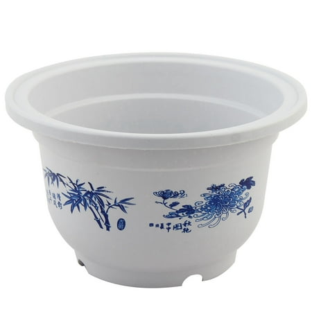 White Floral Pot - Living Room Plastic Floral Pattern Cactus Flower Plant Container Pot White
