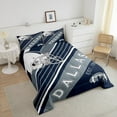 thumbnail image 3 of Erosebridal American Football Comforter Set Sports Theme Bedding Full Size, Soccer Duvet Insert White Navy Blue Striped Bedding Comforter Sets Bedroom Decor, 1 Comforter and 2 Pillowcases, 3 of 5