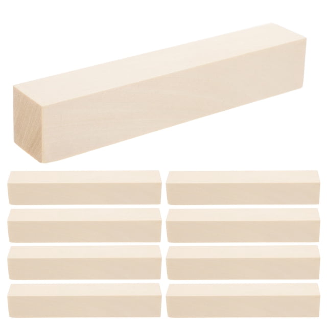 VERDANVERSE 10Pcs Wooden Dowel Rods for Beginners Basswood Rectangular Carving DIY Projects