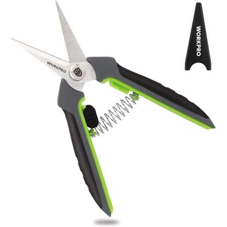 WORKPRO Pruning Shears,6.25'' Gardening Hand Scissors with Sheath, Stainless Steel Straight Blade Hand Pruner for Precision Pruning and Trimming