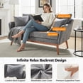 thumbnail image 4 of Ktaxon Mid-Century Modern Loveseat, Linen Blend 2-Seater Sofa, Solid Wood Frame Couch for Living Room, Apartment Gray, 4 of 10