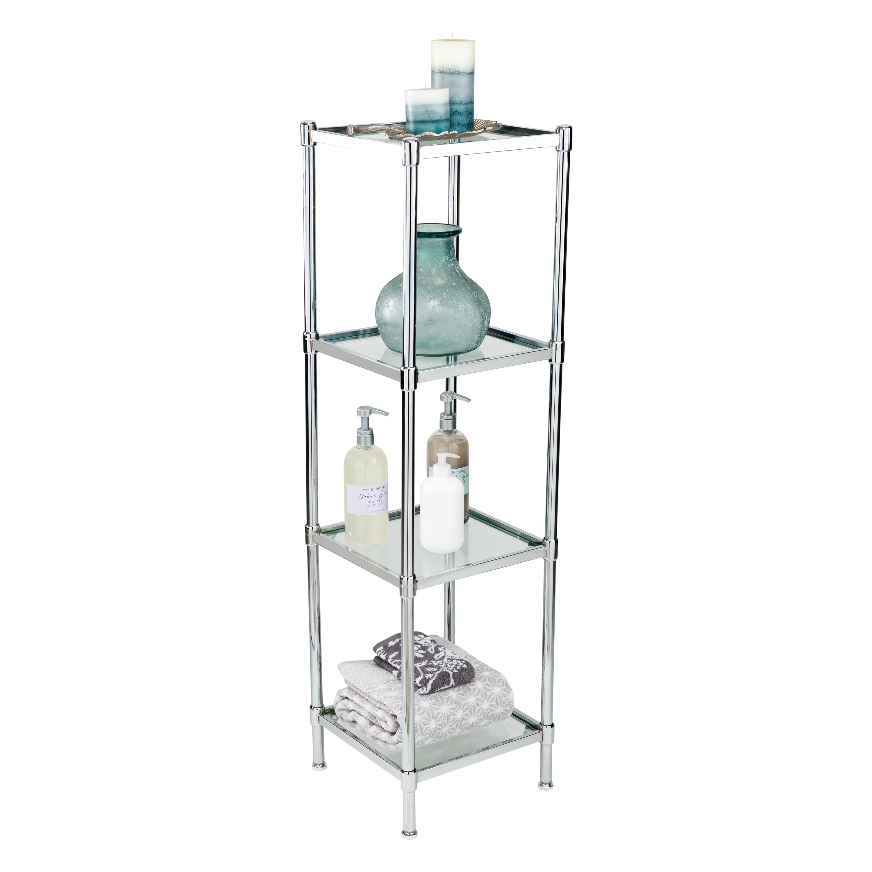 Organize It All Free Standing 4 Tier Glass Spa Storage Shelf Unit - image 3 of 10