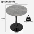 thumbnail image 5 of 27.6-inch black coffee table, mid-century modern style dining table, accommodates 2-4 people, featuring a round dark gray textured marble tabletop, suitable for various settings., 5 of 5