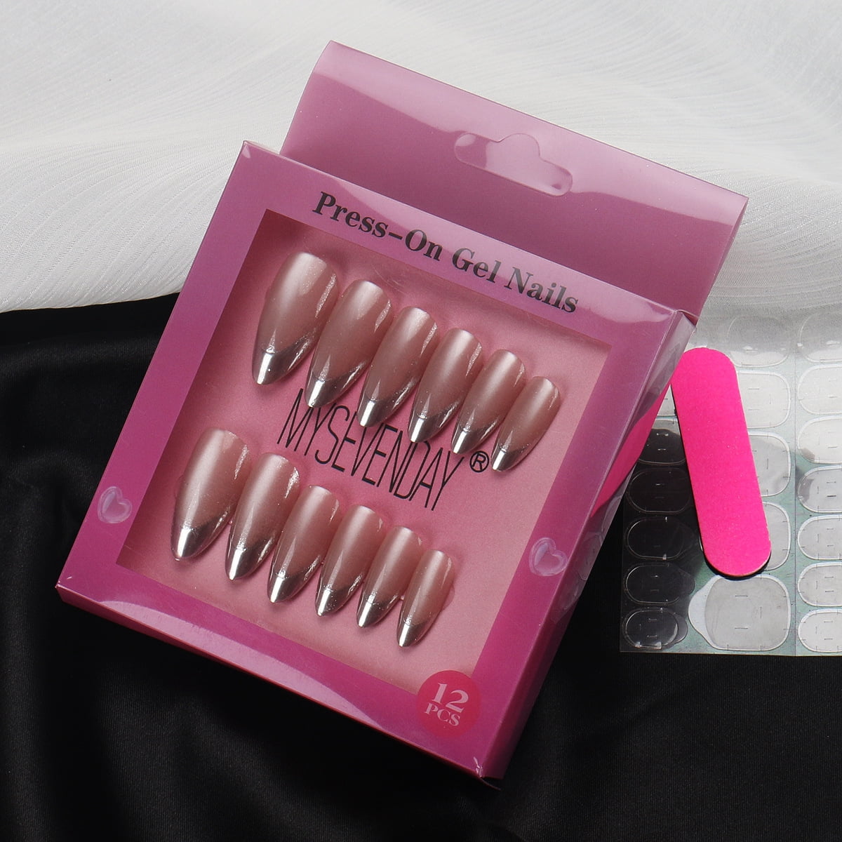 French Nude Pink Simple Style Press-on Nails 6-Color Set Fake Nails Kit