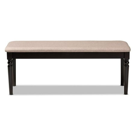 Bowery Hill Modern Upholstered and Brown Finished Wood Dining Bench
