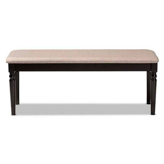 Bowery Hill Modern Upholstered and Brown Finished Wood Dining Bench