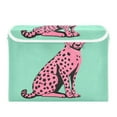 thumbnail image 7 of Yayeee Collapsible Cube Storage Bin with Lid Fabric Closet Decorative Basket with Handles, Pink Cheetah, 7 of 7