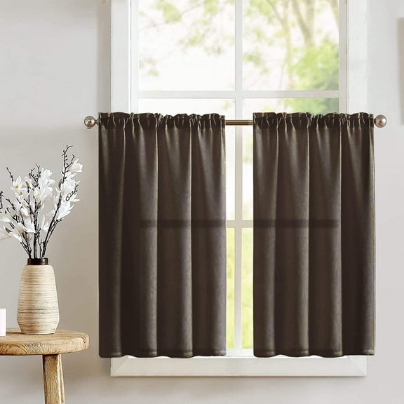Poplin Solid Café Tier Curtains Window Treatment Kitchen Home Décor