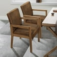 thumbnail image 4 of Foreate Vintage Accent Armchair Set of 2, with Rubber Wood Arms Mid-Back, Modern Dining Chairs Upholstered PU Leather for Living Room Office Small Space, 4 of 12