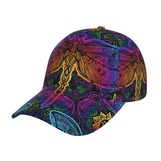 Fotbe Indian Mandalas Dragonfly Gorro Clásico de Béisbol, Gorra Ajustable con Broche Snapback, Gorro de Exterior de Algodón Suave