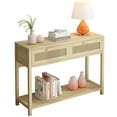thumbnail image 5 of Ktaxon Modern Console Table, 40" Rattan Entryway Table with Storage Shelf & 2 Drawers for Living Room Hallway Foyer Bedroom Office, Natural, 5 of 7