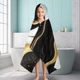 thumbnail image 6 of Black White Gold Marble Pattern Hooded Bath Towel，60"x35" for Ages 3 To 12 Kids, Quick Dry Lightweight Soft Microfiber Hood Beach Towel Cover Up for Kids, 6 of 7